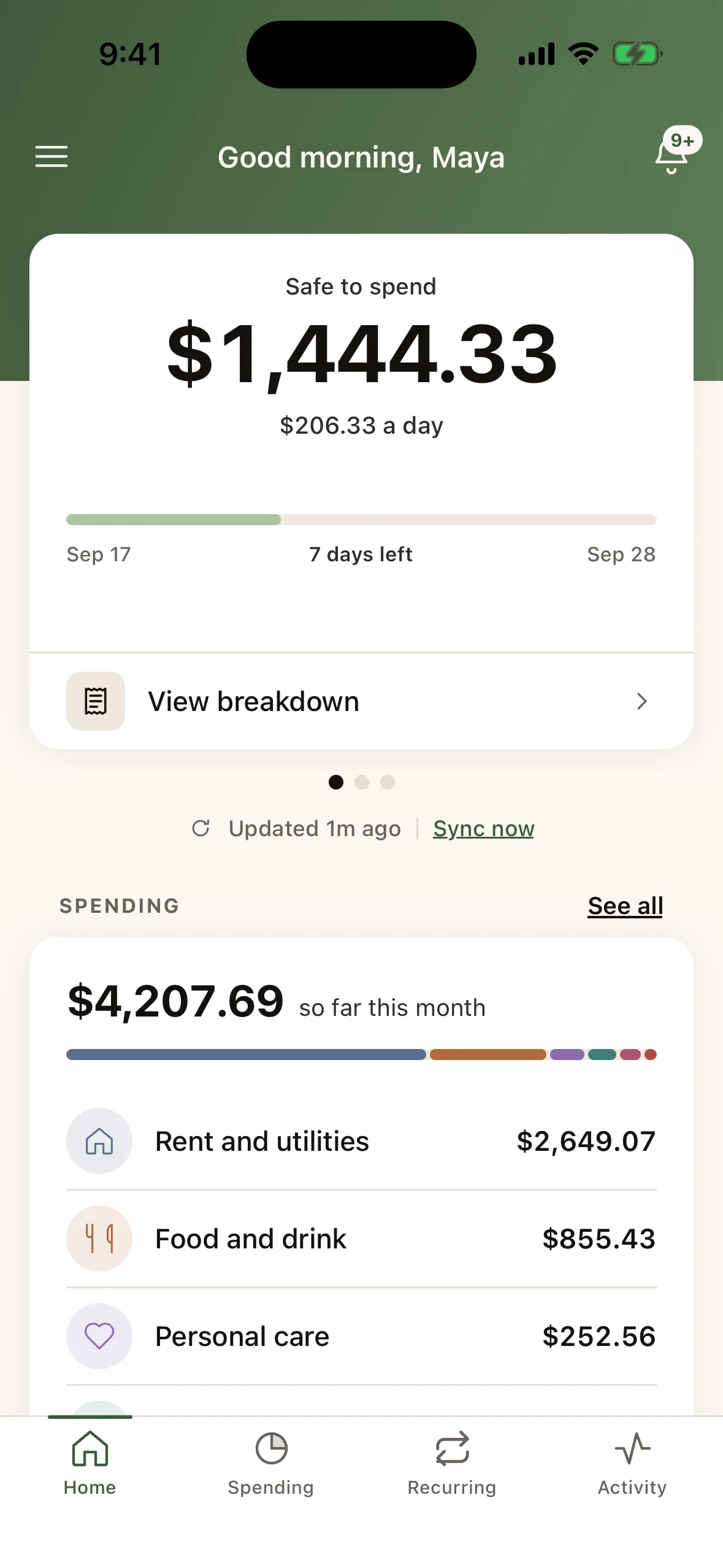 One number that says what's safe to spend