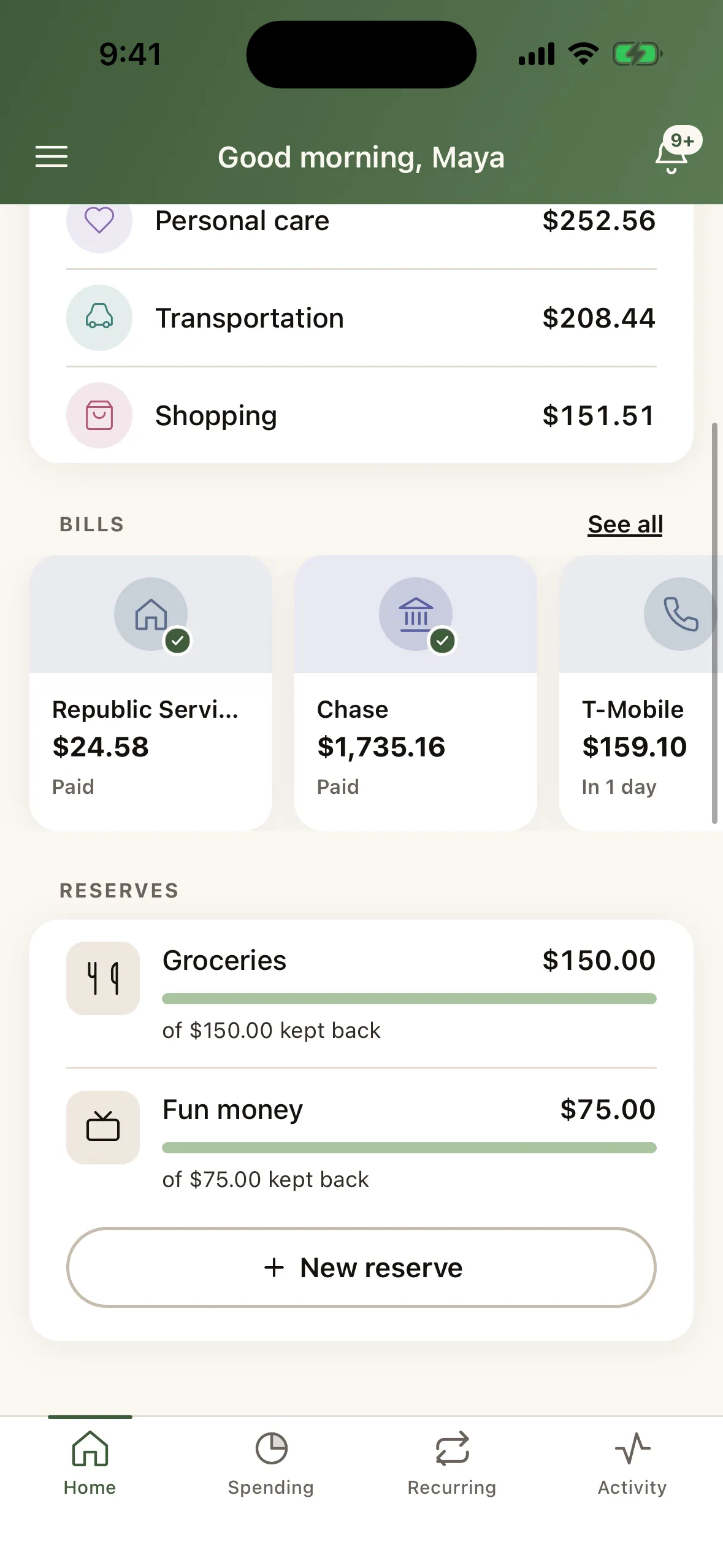 Set money aside